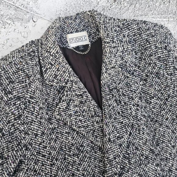 Studio C Women Long Coat Wool Blend Warm Winter Jacket Made in USA Size L - Picture 6 of 14